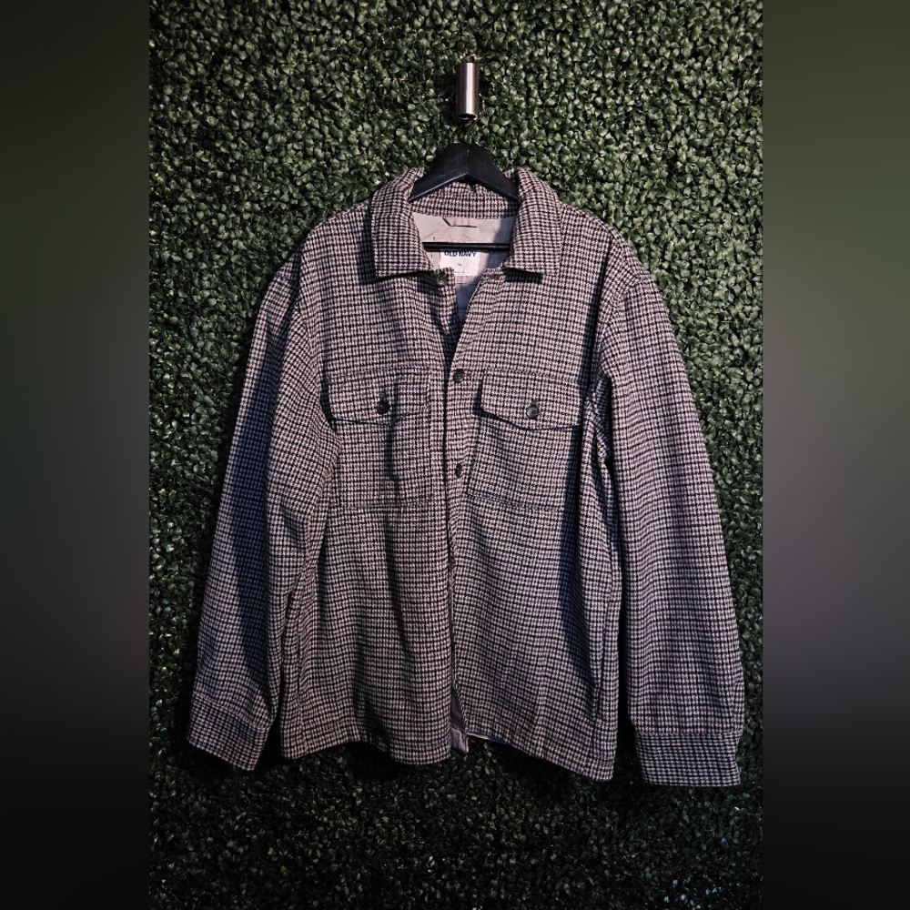 Old Navy Men's Black and White Patterned Jacket